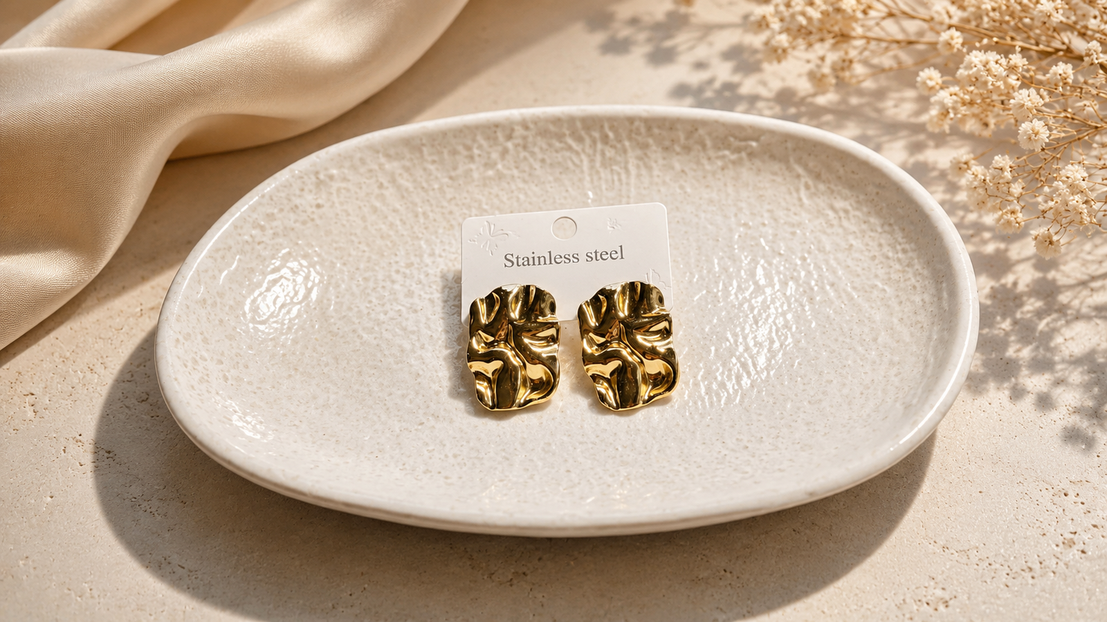 Crushed Gold Statement Earrings