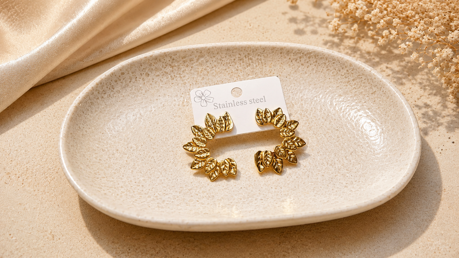 Golden Leaf Statement Earrings
