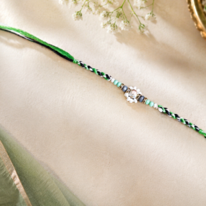 Elegant Green & Grey Beaded Designer Rakhi