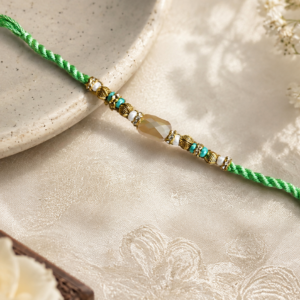 Elegant Green Stone Beaded Rakhi – A Symbol of Love & Prosperity